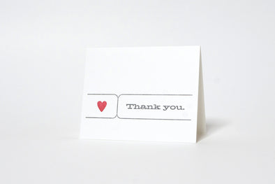 Thank you - Heart Letterpress Greeting Card