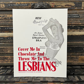 Throw Me To The Lesbians 11x14 Letterpress Poster