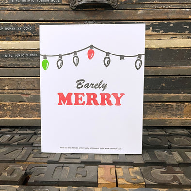 Barely Merry 8x10 Letterpress Print