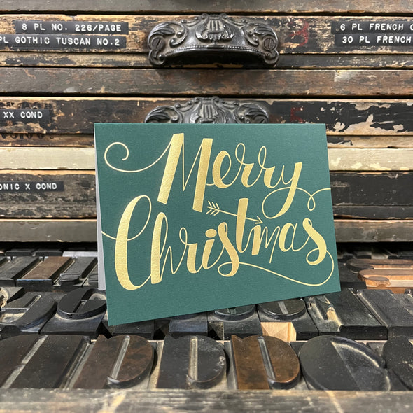 Merry Christmas Foil Stamped Letterpress Card