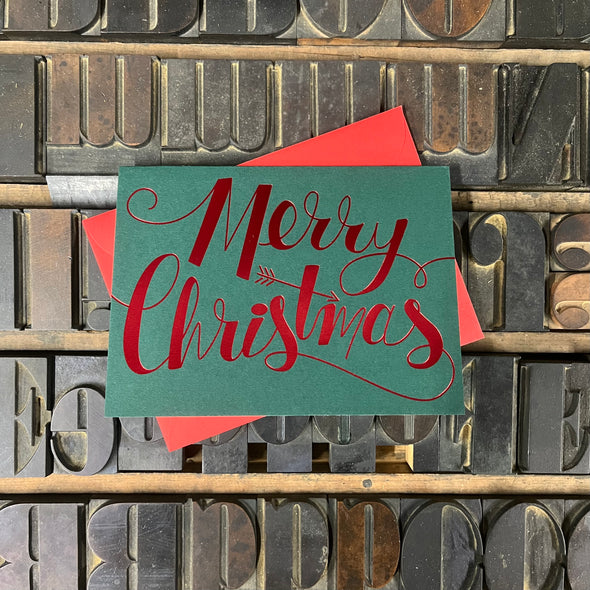 Merry Christmas Foil Stamped Letterpress Card