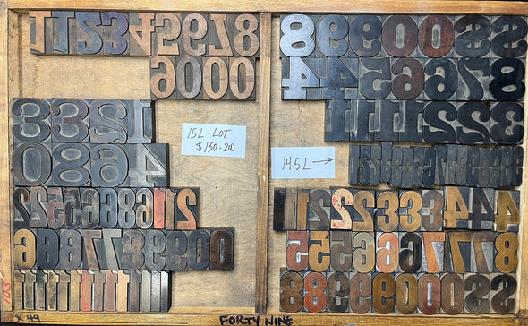 Lot 80 - 15 Pica Wood Type Numbers