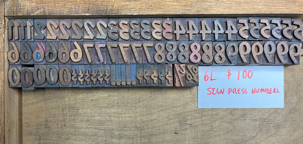 Lot 98 - 6 Pica Wood Type Numbers