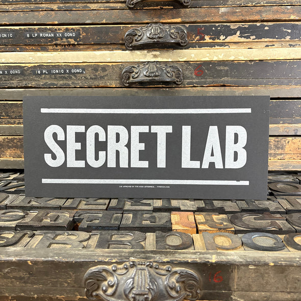 Secret Lab Letterpress Sign