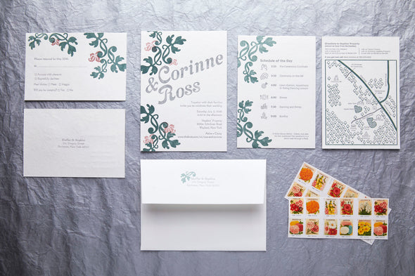 Three Color Letterpress Wedding Invitation