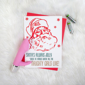 Santa's Alway Jolly - Girls Letterpress Card