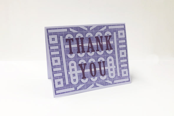 Thank You In Purple Letterpress Card